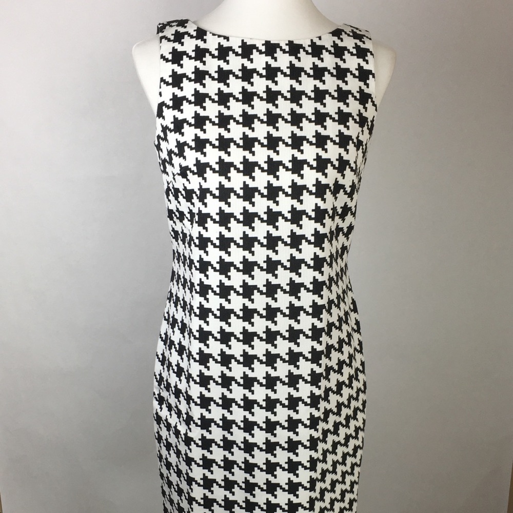 Leslie Lucks Houndstooth Dress Sz 4 Vintage EUC
